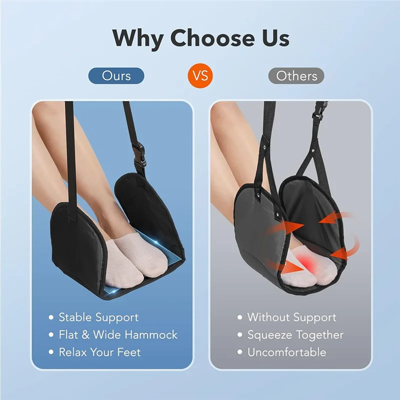 

ABVT-Foot Relaxing Hammock Adjustable Airplane Foot Hammock For Office Travel Relaxing Under-Desk Resting Foot Hammock