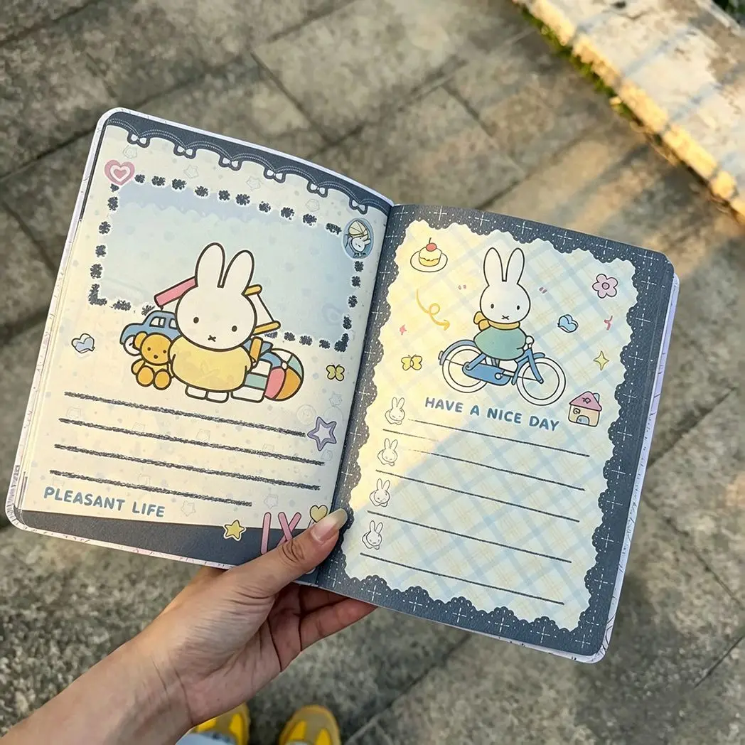 Vintage Denim Miffy Rabbit Leather Notebook Thick Journal With Color Pages Student Diary Portable Handwriting Scrapbook Notebook - view 4