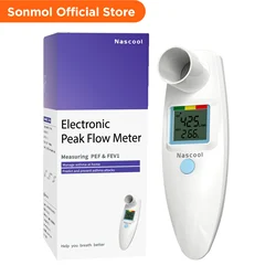Nascool Digital Peak Flow Meter for Asthma COPD, Spirometer for PEF & FEV1 Test