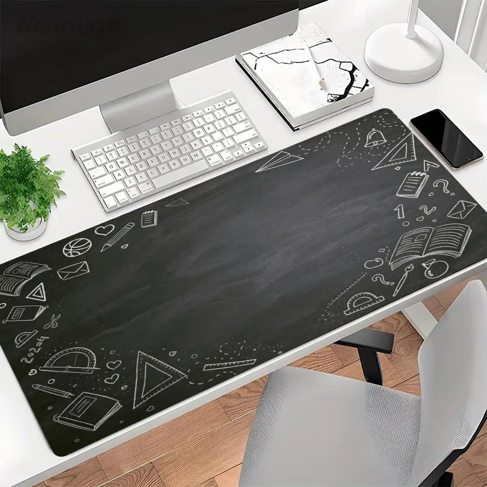 Hand‑Drawn Chalk‑Style School Stationery Art HD Print Mat Natural Rubber Non‑Slip For Office Desktop Laptop Gaming