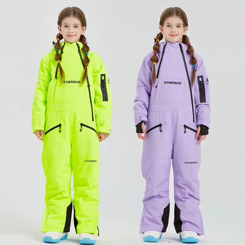 

Лыжный костюм, хлопковая куртка для детей, теплые толстые водонепроницаемые одно- или двухбортные спортивные комбинезоны для альпинизма на открытом воздухе