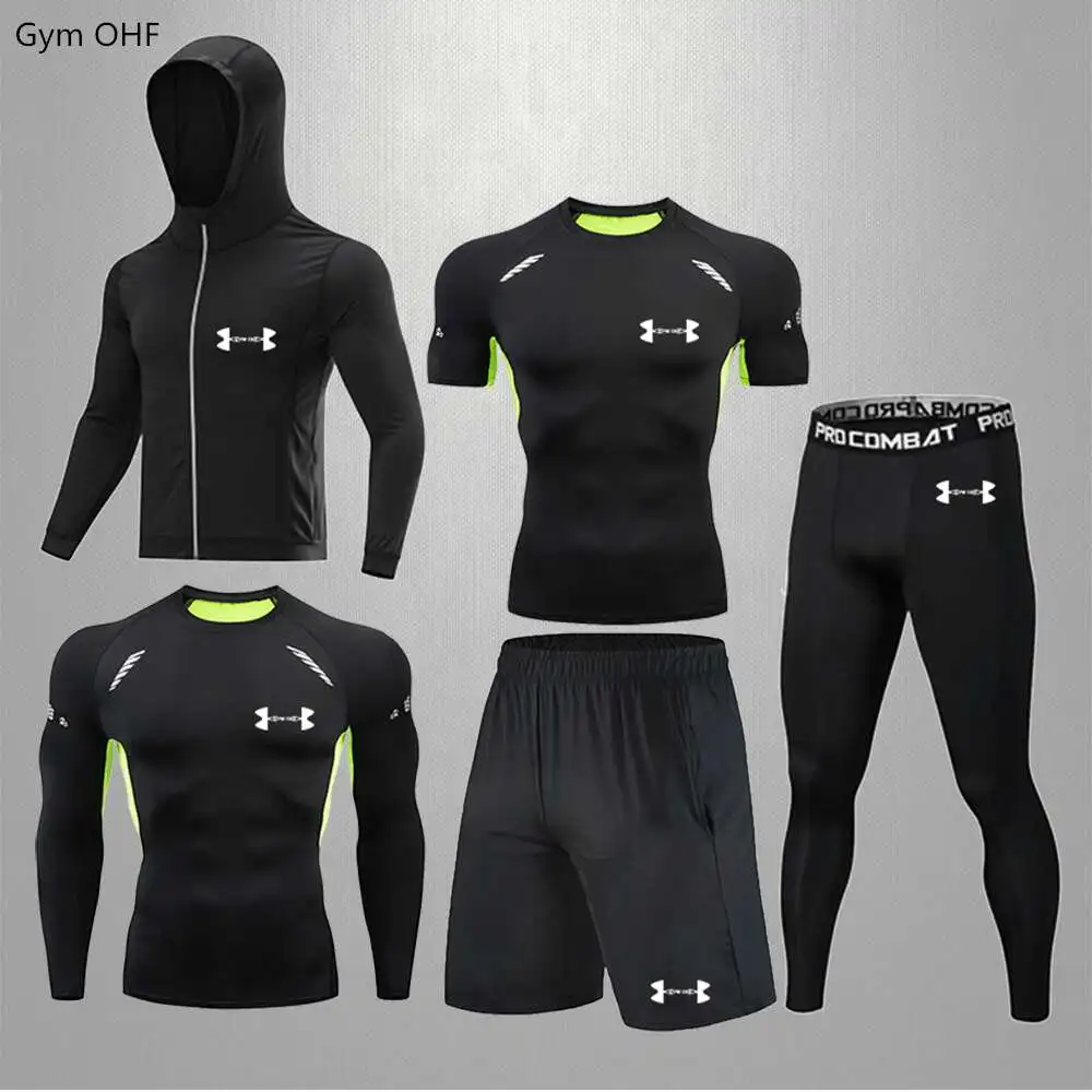 Yoga Gym Fitness Tracksuit Clothes Jogging Breathable Sportswear Football Fitness Sports Suit MMA Men Compression Tight Pants