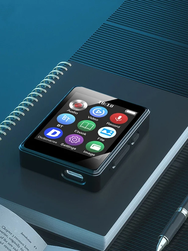 مشغل موسيقى MP3 8/16/32/64 جيجابايت HiFi متوافق مع بلوتوث 5.0 مشغل فيديو MP4 صغير مكبر صوت ستيريو مع تسجيل/كتاب إلكتروني