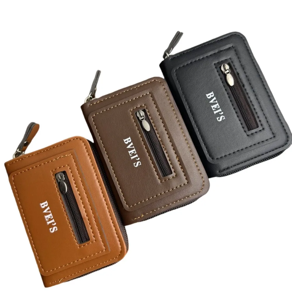 Minimalist Anti-theft Brush Short Wallet Anti Demagnetization Multiple Pockets Card Bag Large Capacity Coin Purse Men