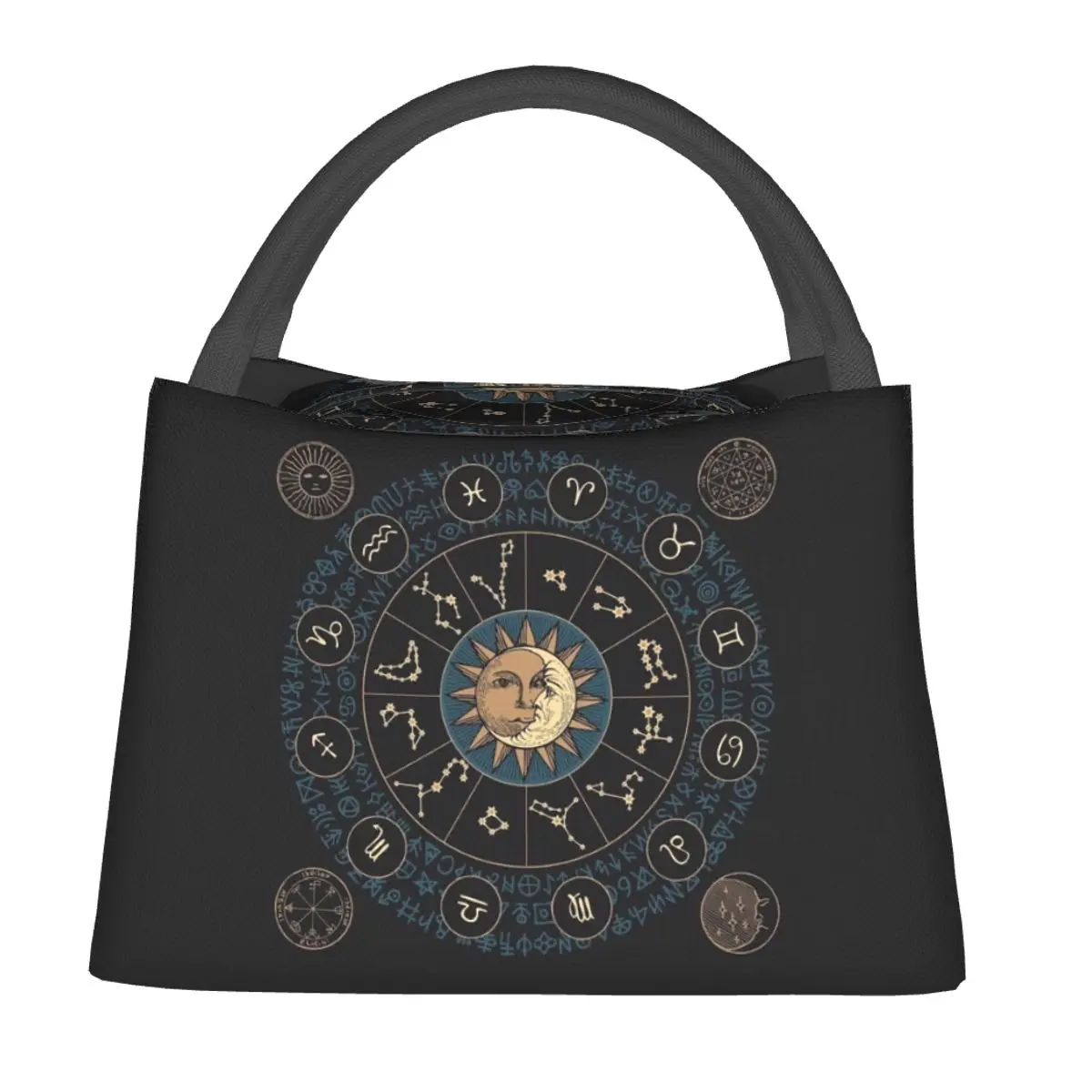 Horoscope Wheel With Zodiac Signs Insulated Lunch Bag for Women Kids Portable Food Boxes Thermal Lunch Box Tote