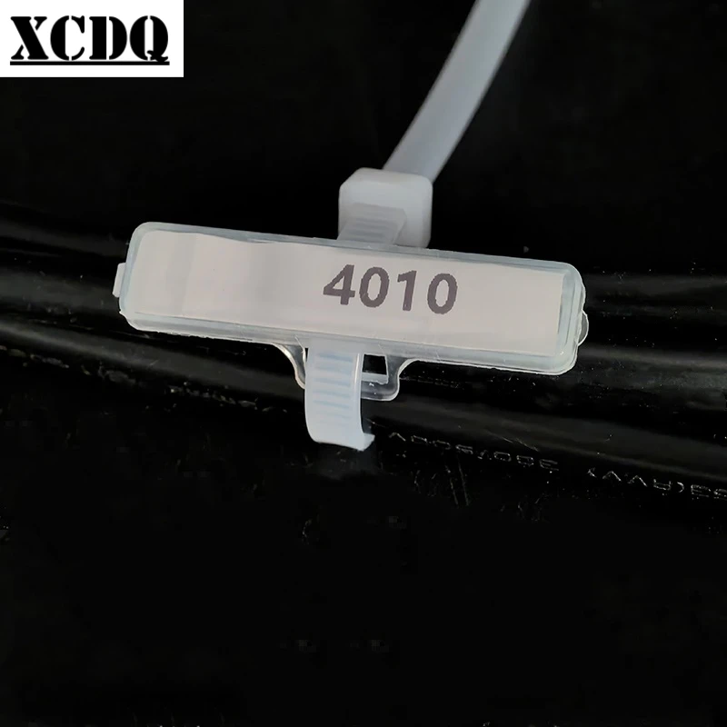 100pcs Transparent Plastic cable tie Marker Label Tag Box Waterproof Wire Sign Name Holder Display Identification Seal Case - Image 3