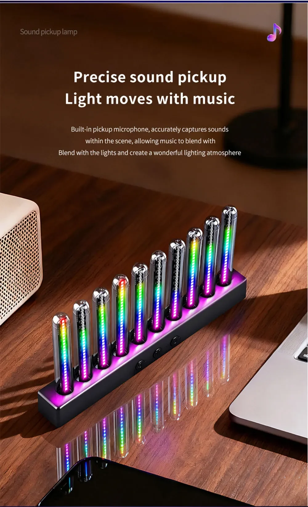 Auto-Symphonie 10 Röhren Musik-Rhythmus-Lichter Auto-Innenraum Pickup Nachtlichtleiste Atmosphärenlicht Luftauslass-Dekoration USB-Stecker – Detail 5