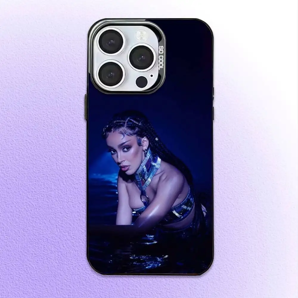 Singer D-Doja Cats Phone Case For iPhone17,16,15,14,13,12,11 Plus,Pro Max Colored Silver Plated Inside Cover