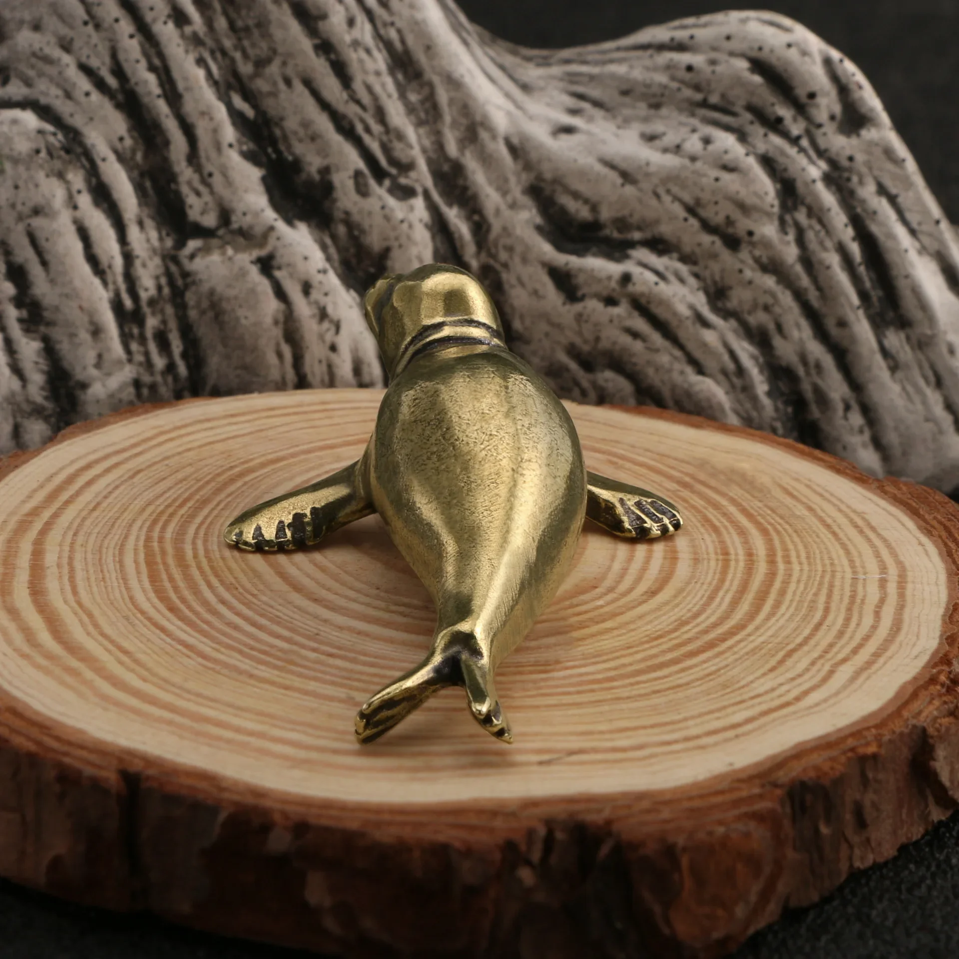 Animal Brass Seal Metal Figurine Creative Marine Organism Tea Pet Desk Decoration Home Decor Crafts Collection