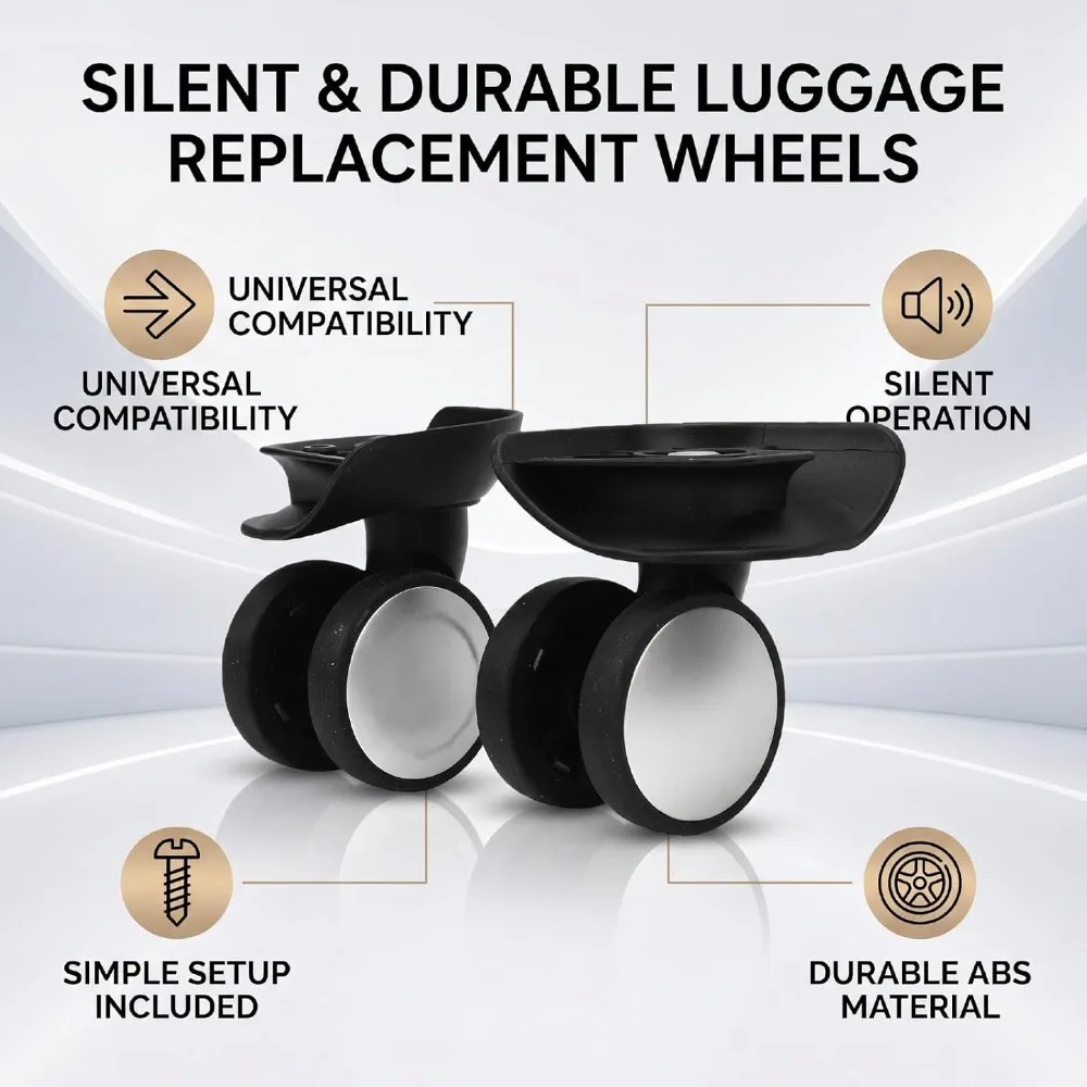 2pcs Easy Install F-61 Luggage Wheels Double Row ABS Suitcase Wheels Suitcase Casters Travel Suitcase