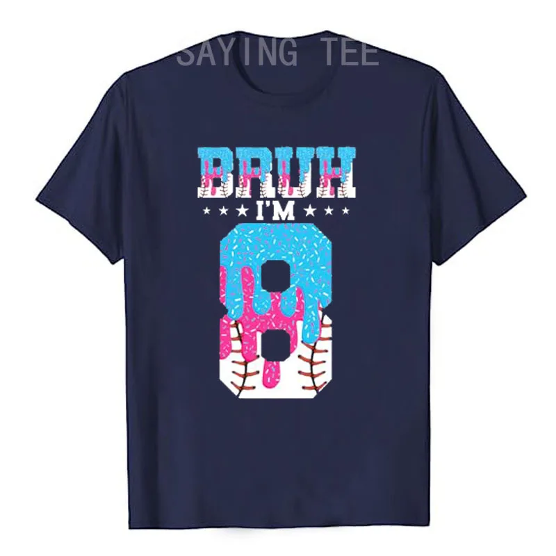 Bruh 8th Birthday Boy Baseball Ice Cream Drip 8 Year Old Boy Performance T-Shirt Boys Fashion Game Day Clothes Novelty Apparel