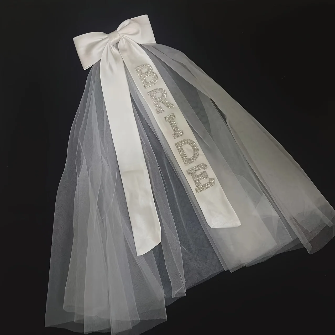 Elegant Bridal Bow Veil - High Quality Polyester, Perfect for Weddings and Bachelorette Parties - Ideal Photo Prop Wedding Vail