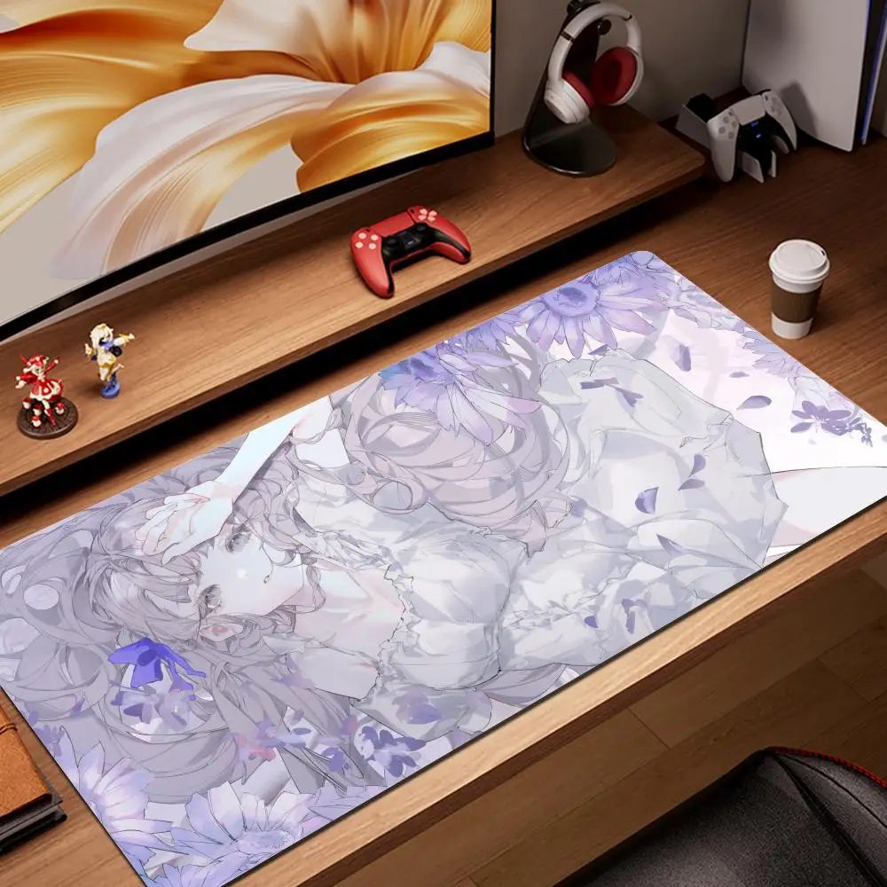 

Purple Flower New Mouse Pad Laptop Gaming Accessories Mousepad XXL Sexy Anime Girl Keyboard Rug PC Kawaii Gamer Cabinet Desk Mat