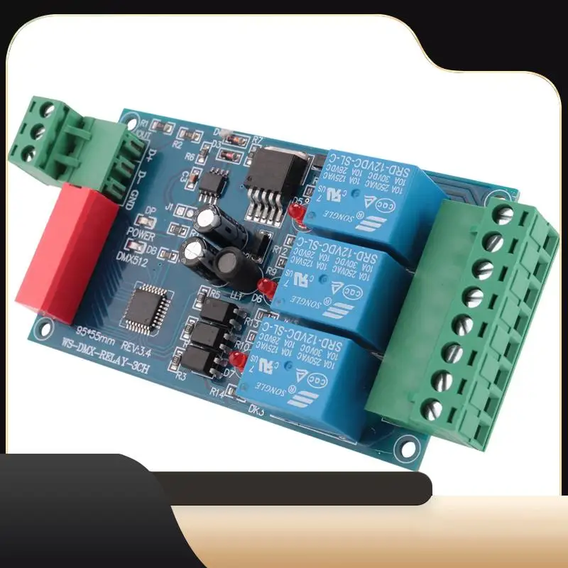 

3-канальный выход реле DMX 512, плата контроллера LED Dmx512, светодиодный декодер DMX512, контроллер релейного переключателя-T44C