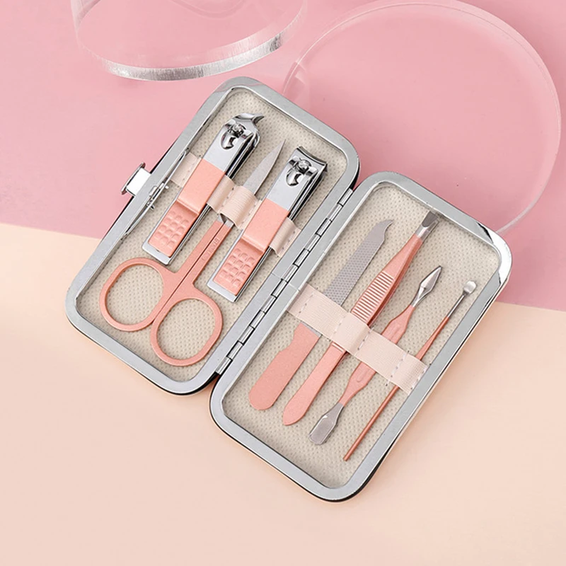 7/10Pcs Rose Gold Stainless Steel Manicure Tool Kit Nail Clippers Pedicure Knife Scissor Tweezer Manicure Tool Suit