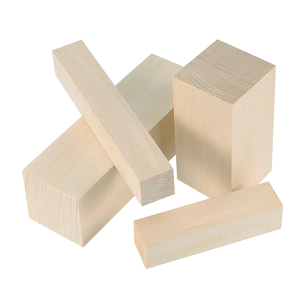 4PCS Basswood Carving Block Natural Soft Wood Carving Block Portable Unfinished Wood Block Carving Whittling Art Supplies