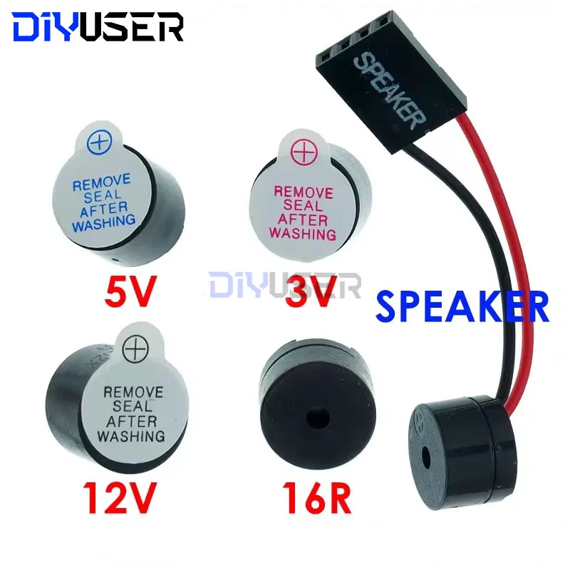 10PCS Active Buzzer 3V/5V/12V/16R TMB12A03 TMB12A05 TMB12A12 Magnetic Long Continous Beep Tone 12095 12*9.5mm Mini Plug Speaker