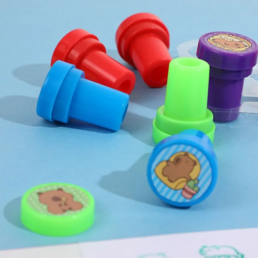 12 Teile/satz Cartoon Kunststoff Selbst-tinte Dichtung DIY Malerei Capybara Muster Capybara Briefmarken Graffiti Gestempelt Spielzeug Studenten