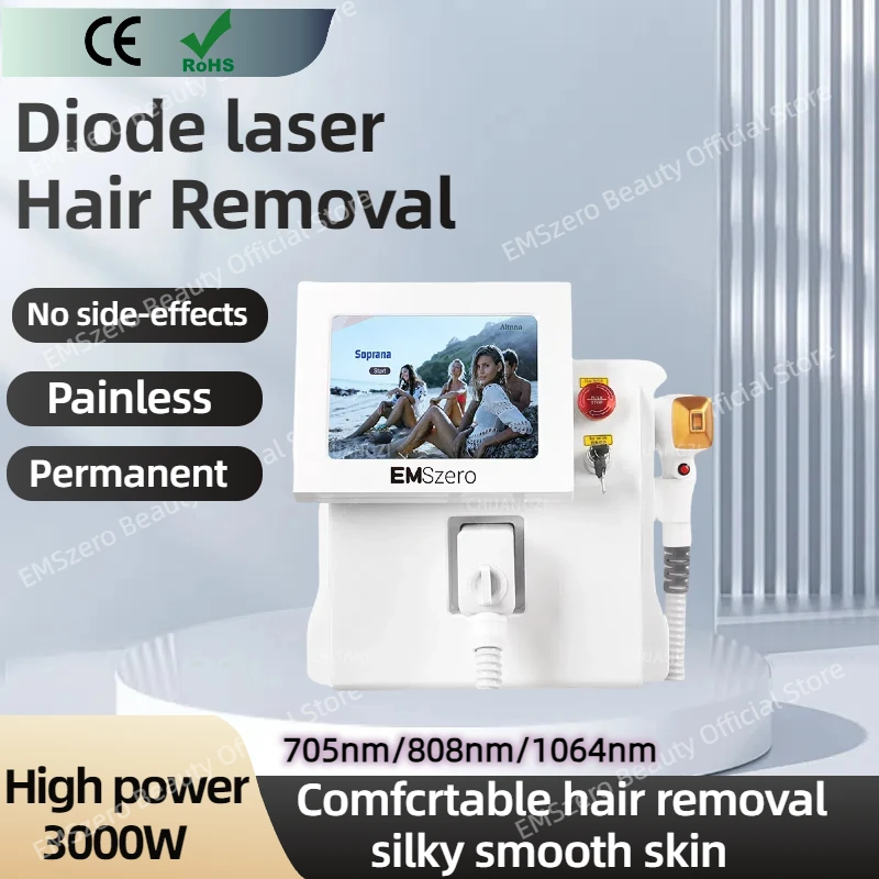 portable professional semiconductor laser with wavelengths of 755nm, 808nm, and 1064nm, Alexander stone painless hair remov