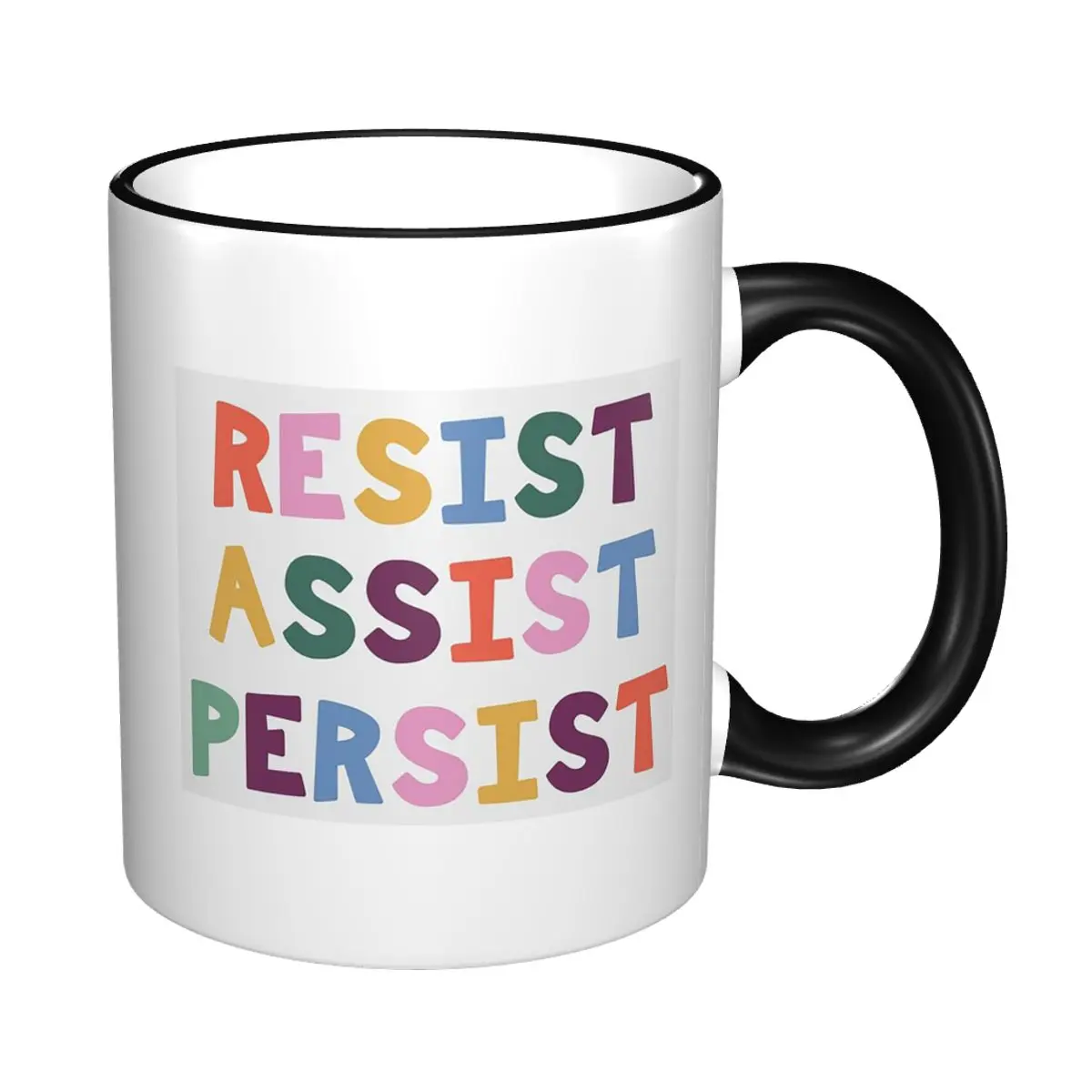 Tasse à café en céramique amusante RESIST ASSIST PERSIST, tasses à thé, tasses à lait, articles de boisson, cadeaux pour amis