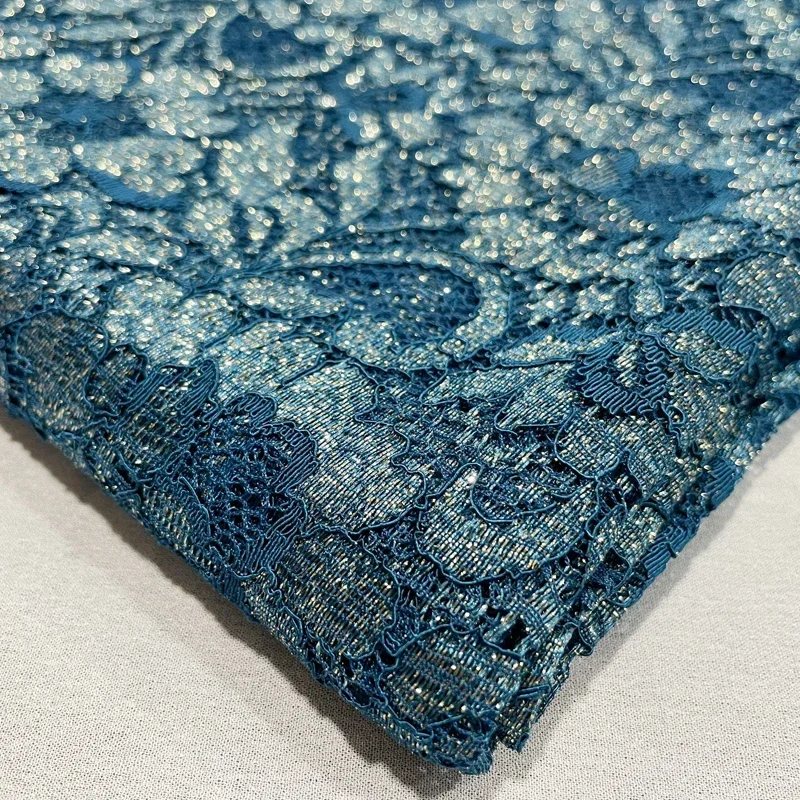 Gold Wire Lace Fabric Soft Skin Friendly Fashionable Hollow Out Sparkling Clothing Fabric For DIY Projects