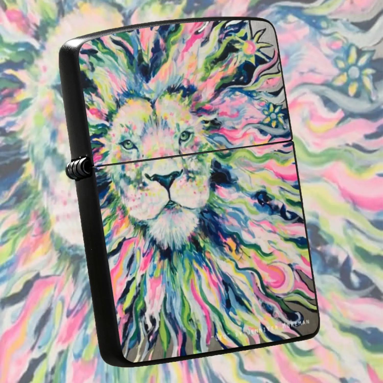 Creative Colorful Lion Art Pattern Portable Lighter, Trendy Hand-painted Lion Head Decor Ignition Tool, Full-scenario Applicable Daily Carry Accessory, Unique Artistic Practical Gift for Friends, A Humorous And Interesting Lighter