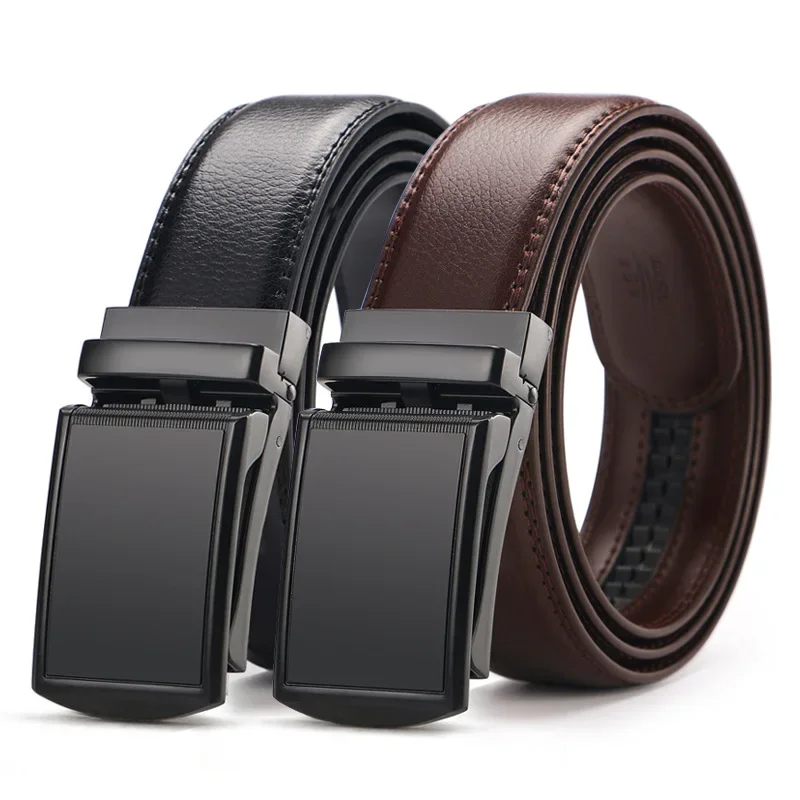 Mens Belt Black Silver Automatic Belts Leisure Fashion Ratchet Belts for Men Pants Waist Waistband