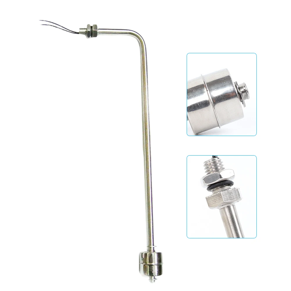 1pc 250MM Stainless Steel Float Switch Tank Right Angle Water Level Sensor L Type 0 ~ 220 V Instrument Tools Accessories