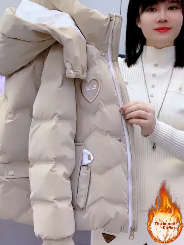 

Женская хлопковая куртка на пуху, зимняя теплая верхняя одежда, пальто в Корейском стиле, прямой крой, длинная застежка-молния
