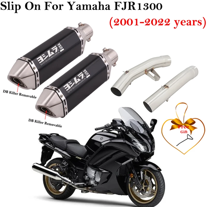 

For Yamaha FJR 1300 FJR1300 2001 - 2022 Motorcycle Exhaust Escape Systems Modify Muffler With Double Middle Link Pipe DB Killer