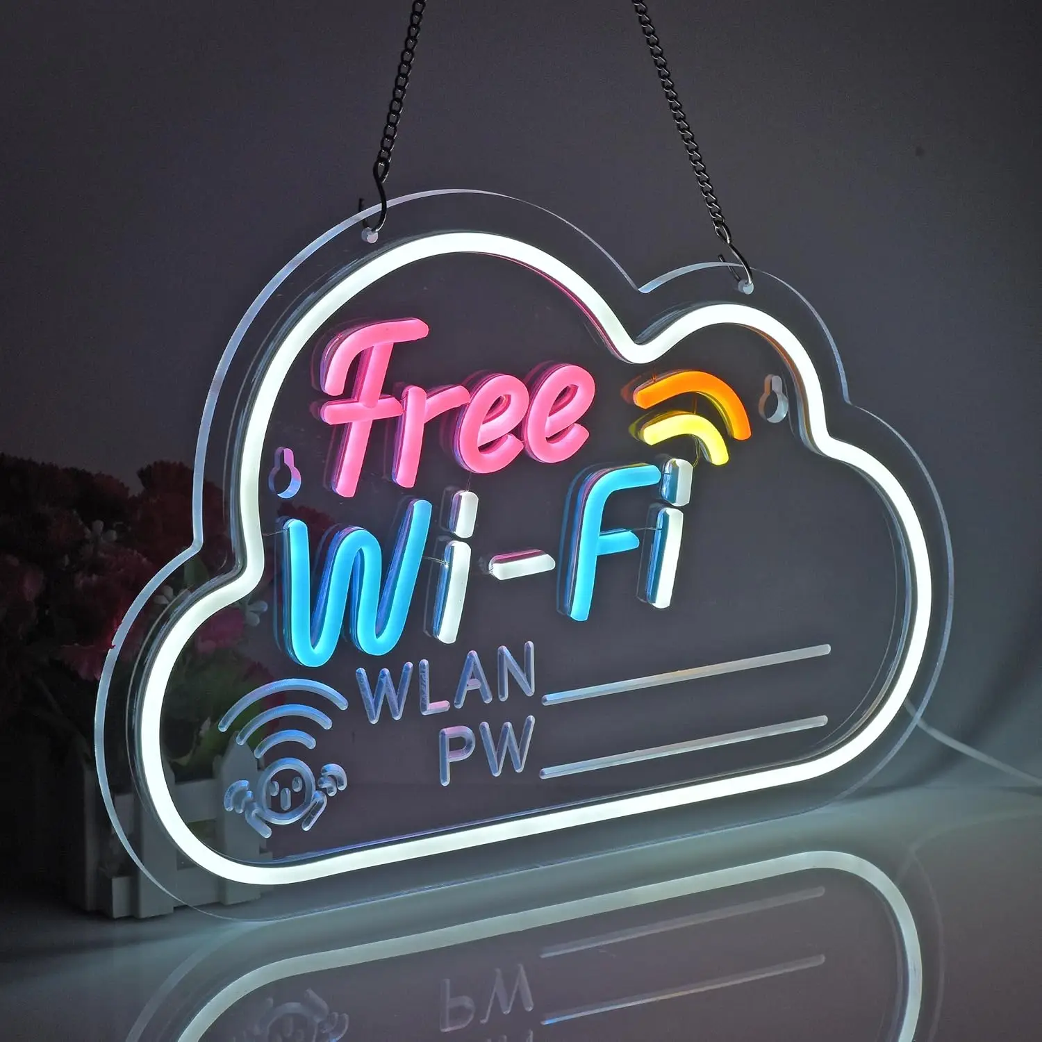 Cloud Free WIFI LED Neon Sign USB Wall Light WLAN Password Display Neon Lamp Cafe Bar Hotel Shop Front Door Wall Decor Gift