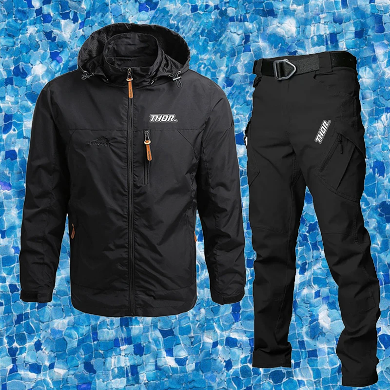 

New THORSOL Cycling Kit Men's Windproof Waterproof Bicycle Clothing MTB Trousers Bike Windbreaker Set Equipacion Ciclismo Hombre