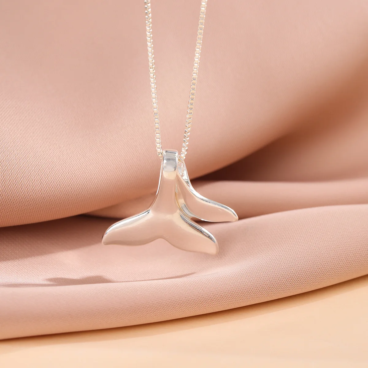 New Personality Fashion Jewelry Cute Fantasy Ocean 925 Sterling Silver Double Mermaid Fish Tail Pendant Necklaces  XL140 view 5