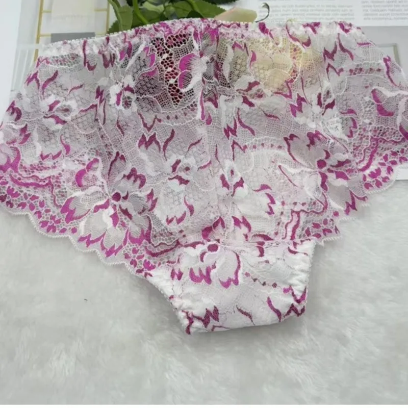 

Japanese Style Sexy Men's Sheer Lace Shiny Pouch Bag Briefs Sweet Pink Male Mesh Gay Underwear Mid Waist Breathable Panties