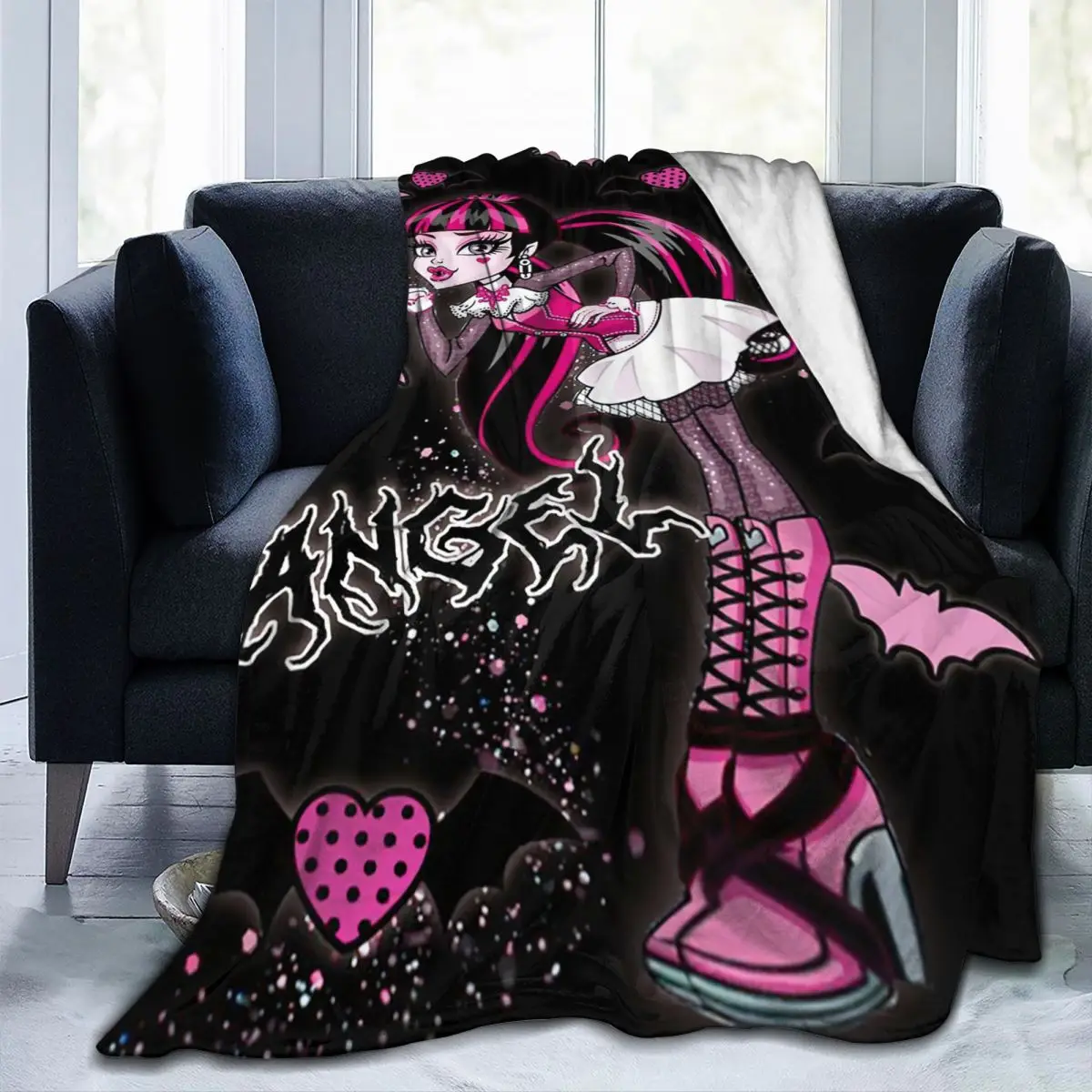 

Draculaura Monster High Blanket Coral Fleece Plush Print Multifunction Lightweight Throw Blankets for Sofa Bedroom Bedspread