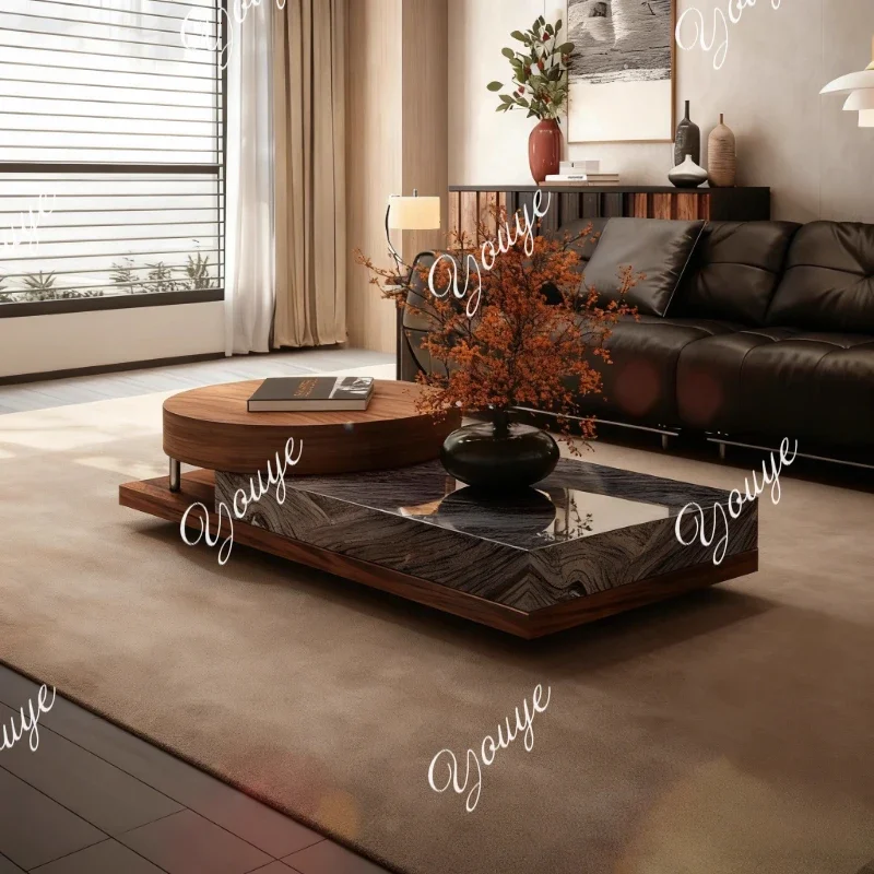 

J Minimalist Rock Slab Coffee Table Modern Solid Wood Italian Minimalist Light Luxury Home Living Room Marble Advanced Sense