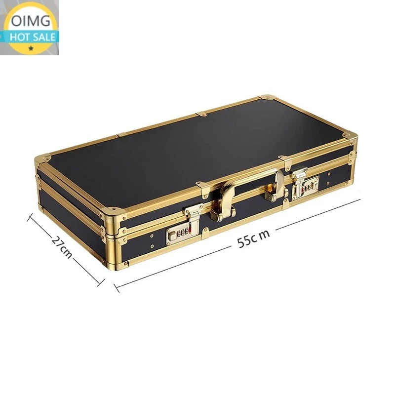 Professional Barber Oil Head Toolbox European and American Style Push Shear Storage Suitcase, Hairdressing Master Password Oil