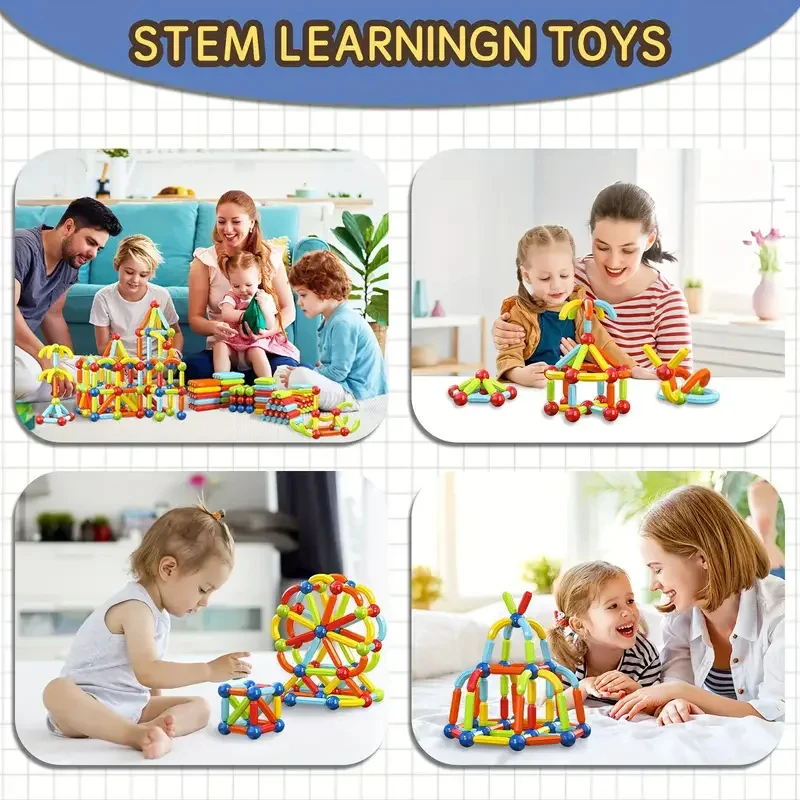 Juego de bloques de construcción magnéticos mágicos para niños, palos de bolas magnéticos, juegos de varillas, juguete educativo Montessori, 36 piezas