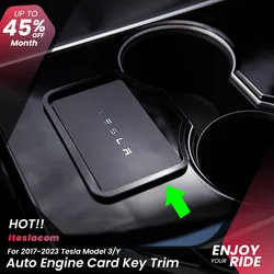  For Tesla Model 3 Y Accessories Three 2020 Car Engine Start Card Key Trim Frame Holder Fixer Limiting Sticker