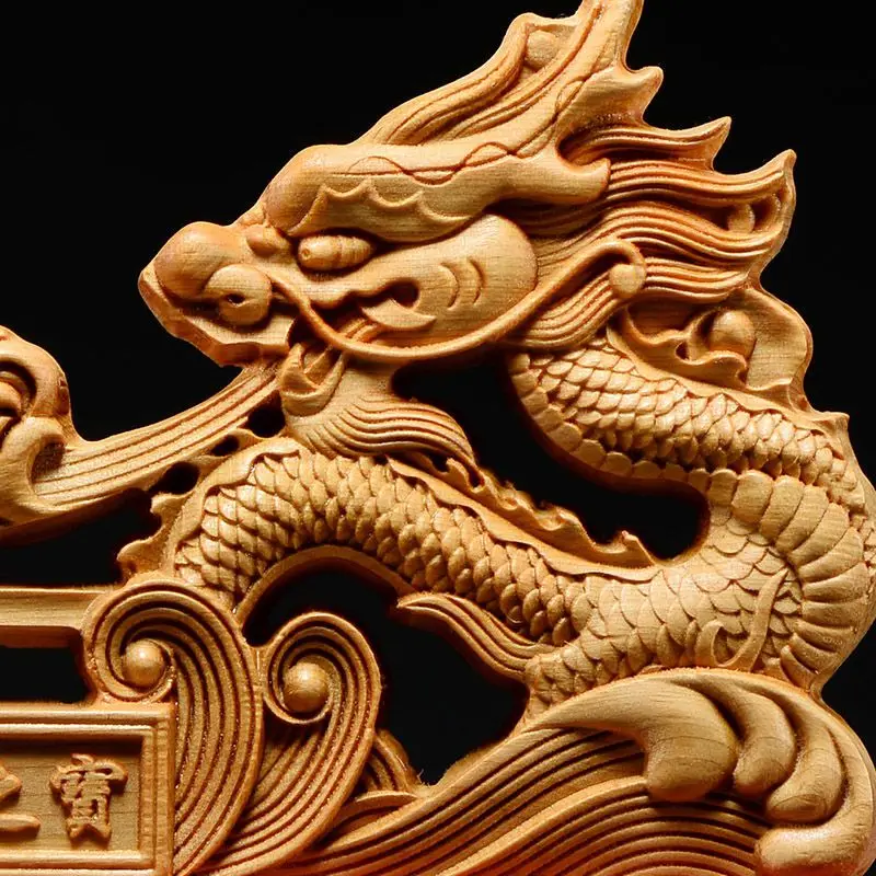 Cliff Cypress Wood Carving Dragon Ornaments Carving Zodiac Home Living Room Decoration Crafts