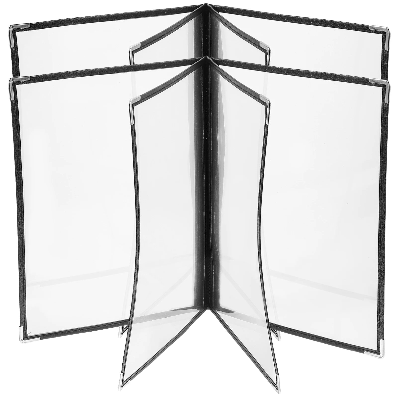 

2pcs Transparent PVC Recipe Holders 4 Pages Menu Covers for Restaurant Cafe Easy Storage Save Space Kitchen Use
