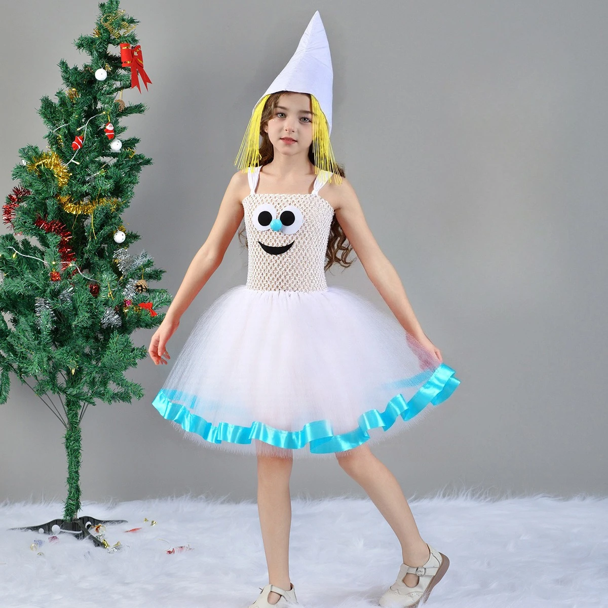 

Cartoon Blue Fairy Girl Cosplay Costume Cute Blue Girls Tutu Dress Baby Birthday Outfit Fancy Dress for Halloween Carnival Party