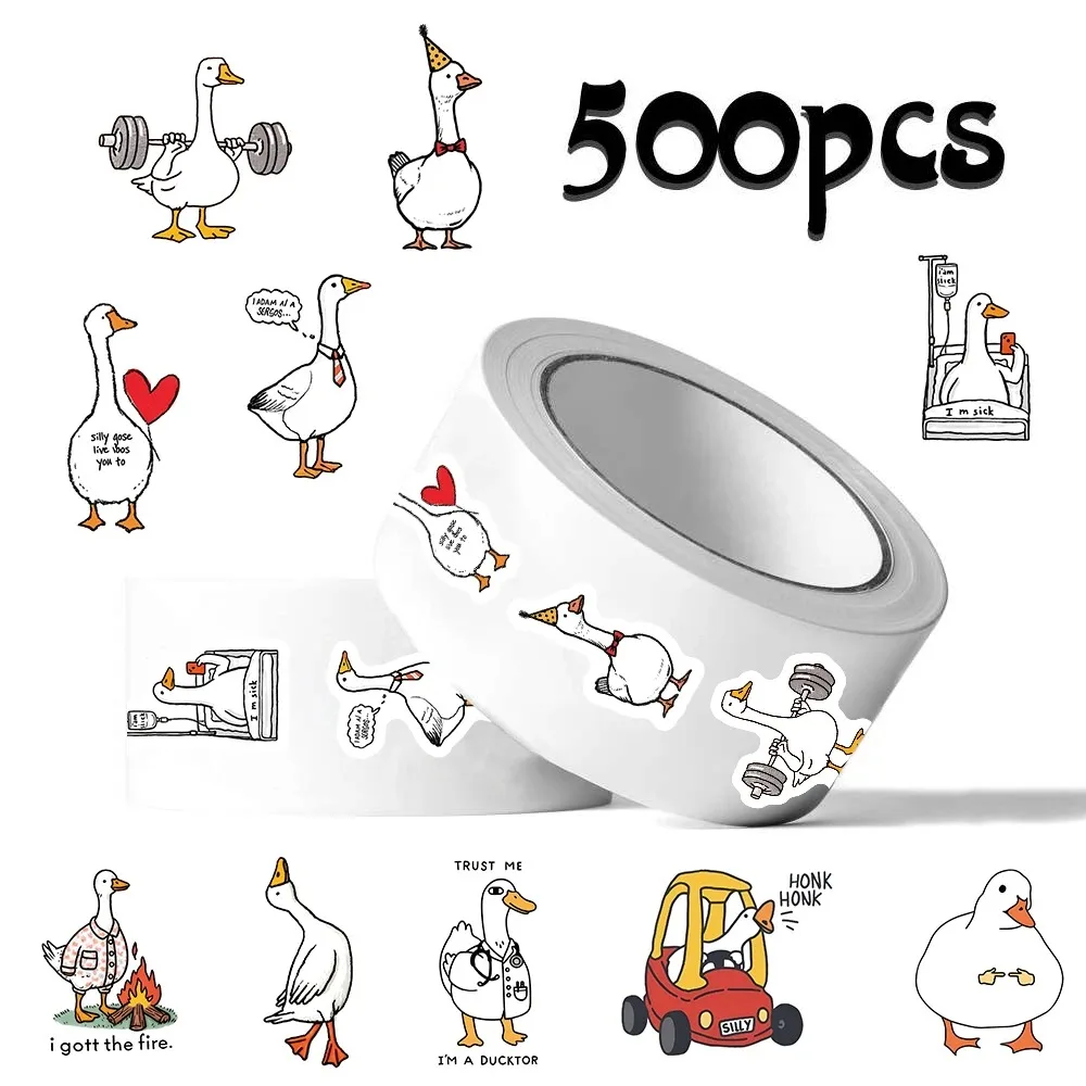 500pcs/Roll Funny Silly Goose Meme Sealing Sticker Cute Animals Roll DIY Toys Secret for Scrapbook Travel Bag Aesthetic Decals