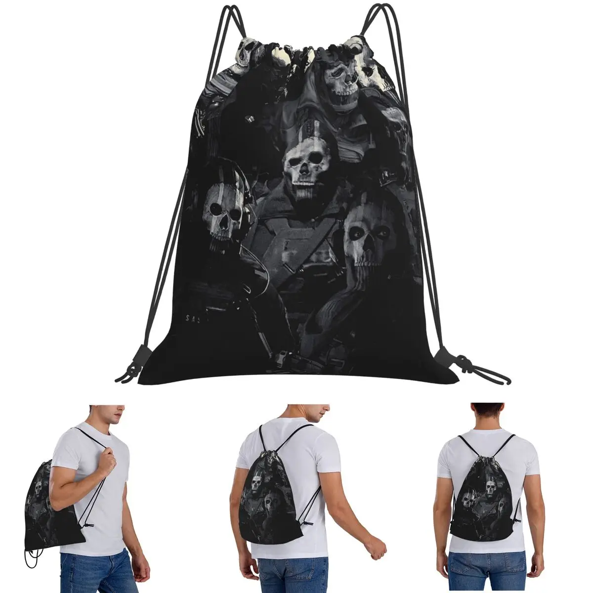 Simon Ghost Riley Backpacks Multi-function Drawstring Bags Shoes Bag Book Bags for Travel School
