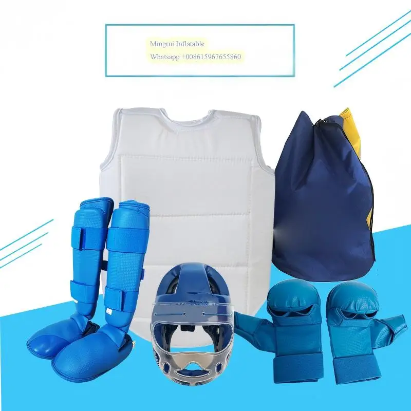 Picture 3: Children's Karate Gloves, Leg Protectors, Boxing Adult Ankle Protectors, Karate Helmet, Chest Protector Set