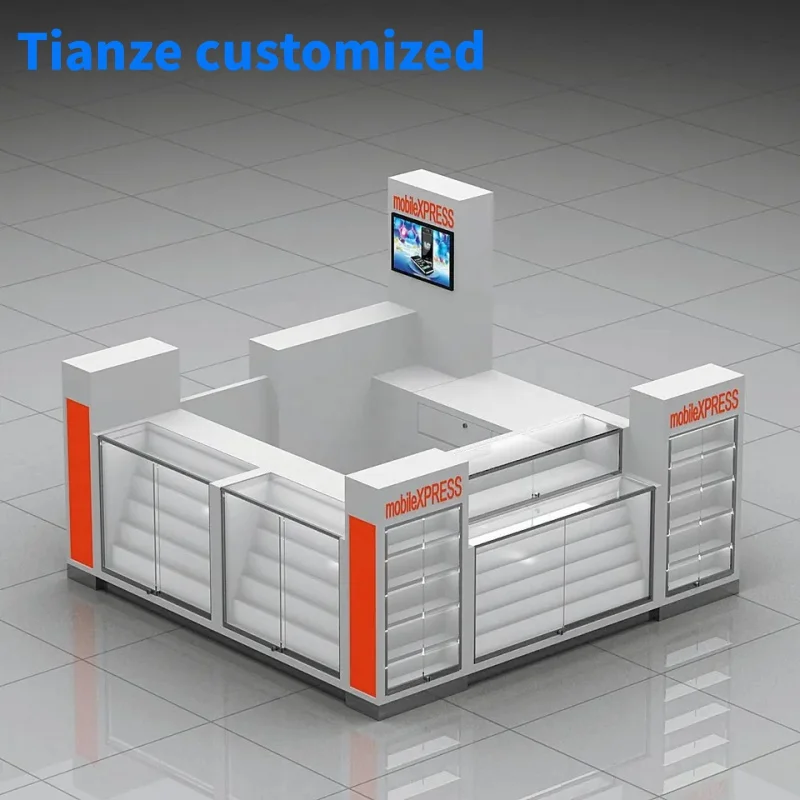 （customized）Mobile Phone Kiosk Design Shopping Center Electronics Retail Display Showcase Cell Phone Accessories and Repair Kios