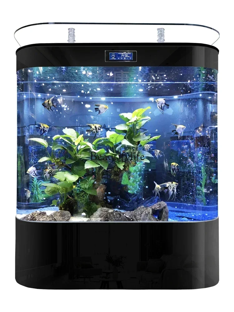 

Small and Medium-Sized Fish Tank Double Circle Wall-Mounted Large Back Filter Ecological Landscape Golden Dragon Fish Tank