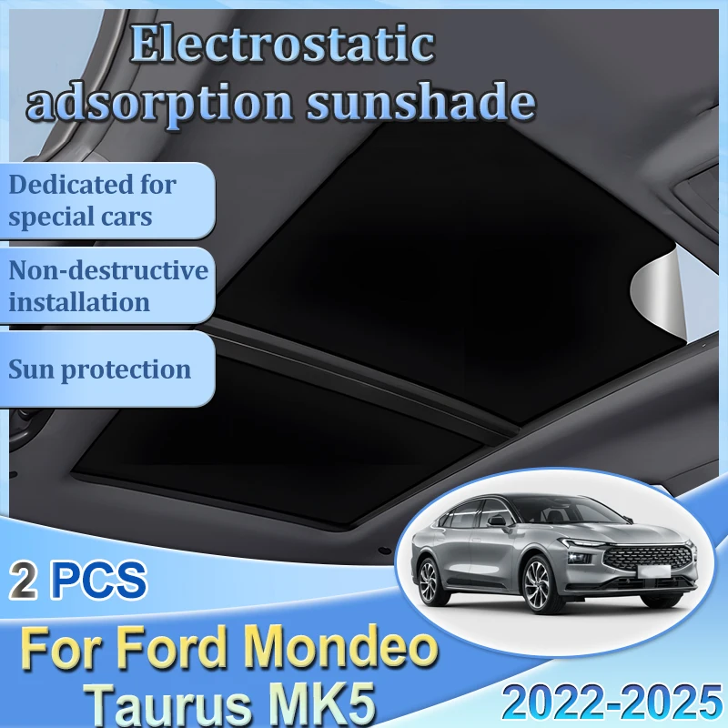 

Car Sunroof Sunshade For Ford Mondeo Taurus MK5 2022 2023 2024 2025 Electrostatic Suede Silicone Sun Protector Car Accessories