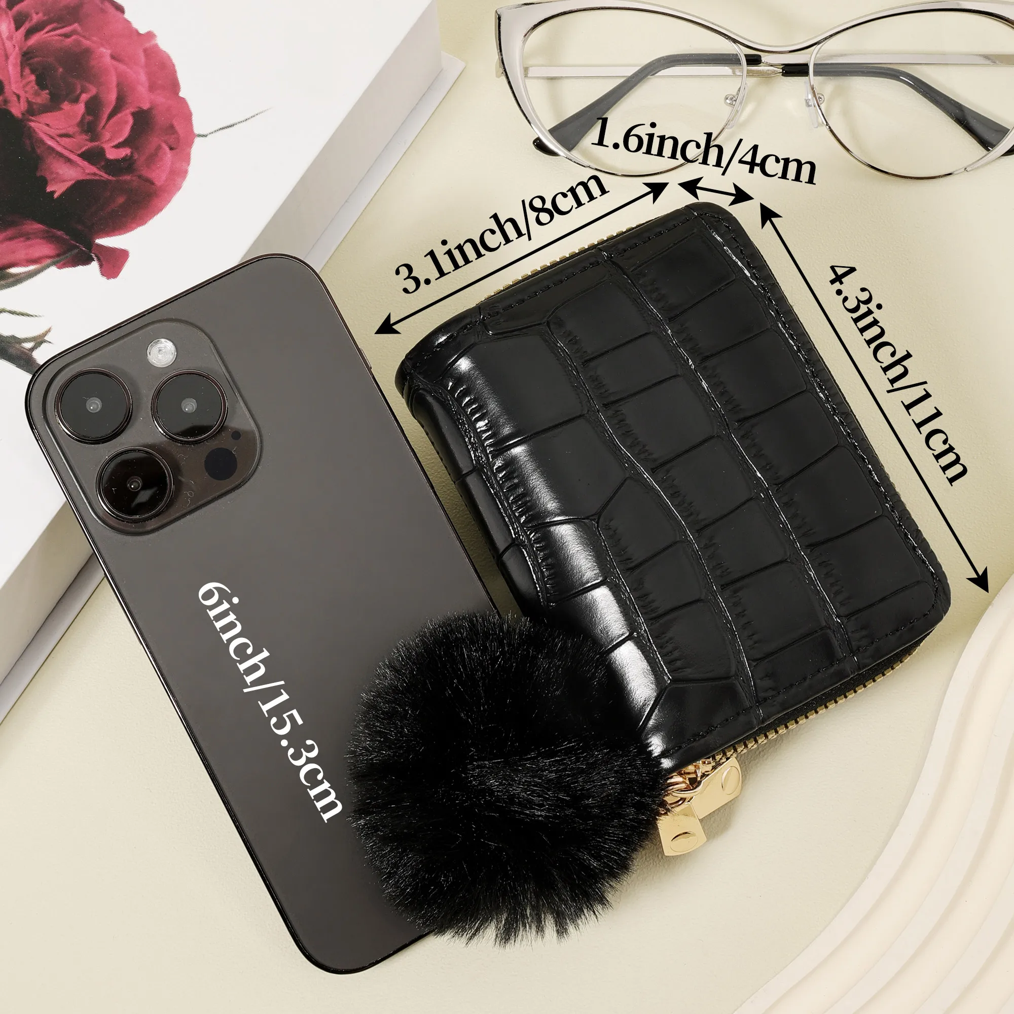 حامل بطاقات رفيع للغاية، خفيف الوزن، نقدي محمول، بطاقة الهوية، بطاقة الائتمان، محفظة جيب للعملات المعدنية، مزين بوم بوم رقيق، F