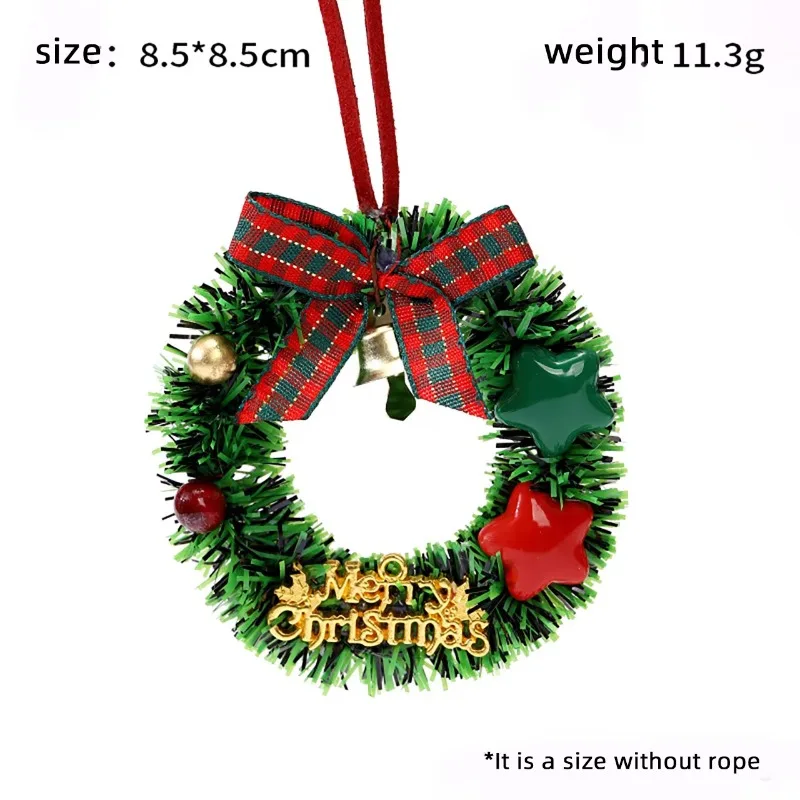 1PC Merry Chrismas Wreath Pendant with Bell Car Door Hanging Decoration Xmas Party Christmas Tree Decor Accessories